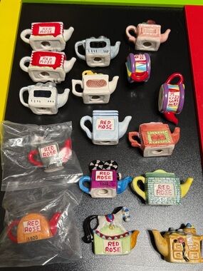 Huge Red Rose Tea Wade Whimsies Teapot Collection Lot Vintage Mini Set